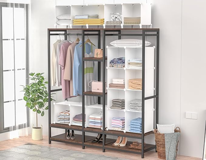 Closet Organizer, 12 Cube Closet Organizers and Storage, Portable Closet Shelves Clothing Storage, White