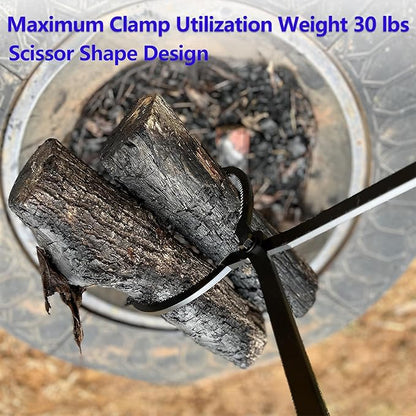 CKLT 28" Firewood Tongs Log Grabber for Thick Logs Outdoor Indoor Camfire Firepit Bonfire Fireplace Tongs Heavy Duty Wrought Rustproof Safely Moves Firewood