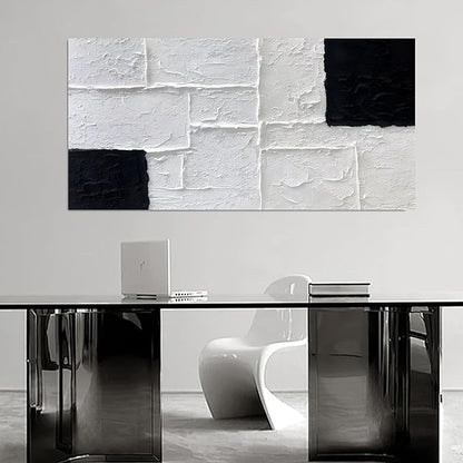Trogonup Black and White Abstract Textured Wall Art for Living Room Rectangle Painting Large Artwork for Bedroom Home Office Ready to Hang 20"x40"