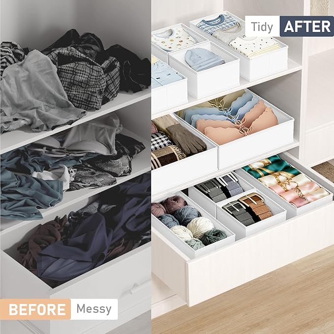 DIMJ Drawer Organizer Clothes - 28 Pack Baby Dresser Organizer for Nursery Closet Organization, Fabric Drawer Organizer Bins for Underwears Socks Bras, Foldable Storage Dividers for Bedroom