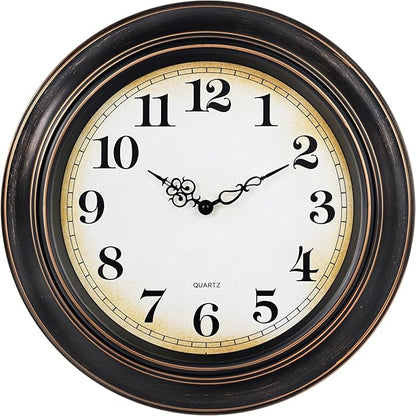 18 Inch Retro Large Wall Clock for Living Room Decor,Silent Vintage Wall Clocks Battery Operated for Farmhouse Office Wall Decor(Bronze)