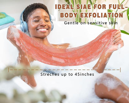 2 Pack African Net Sponge Exfoliating Body Scrubber Bath Sponge for Daily Use (Blush+Champange)