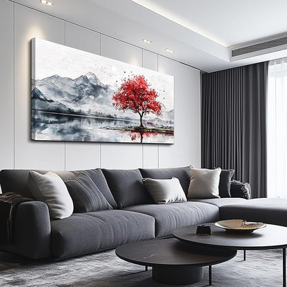 MHARTK66 Abstract Mountain Landscape Wall Painting Wall Art For Living Room Pictures Wall Decor Bedroom Black & White Water Color Picture Trees Canvas Wall Art Artwork For Office Ready To Hang 20x40