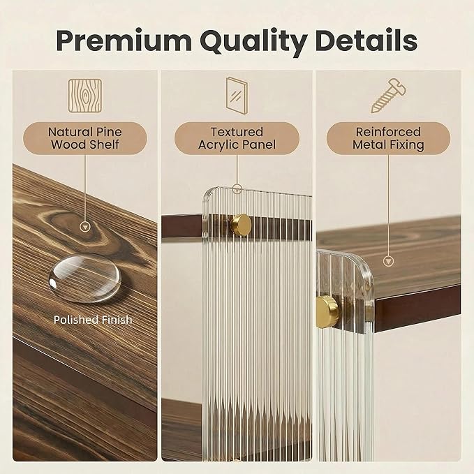 Coffee Station Organizer 2 Tier, Solid Wood Mug Shelffor Coffee Bar,Matcha Station,Tea Storage - Holds Mugs,Beans,Syrup,Cups,Tirrers (Dark Brown Wood Grain, 15.4" L x 5.7" W x 8.2" H)