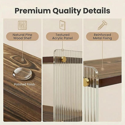 Coffee Station Organizer 2 Tier, Solid Wood Mug Shelffor Coffee Bar,Matcha Station,Tea Storage - Holds Mugs,Beans,Syrup,Cups,Tirrers (Dark Brown Wood Grain, 15.4" L x 5.7" W x 8.2" H)