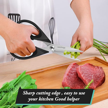 iBayam 2 Pack All Purpose Kitchen Shears Heavy Duty - Stainless Steel Kitchen Scissors With Protective Sheath, Soft Comfort-Grip Handle, Food & Meat Scissors, Home, Kitchen, Dining Utility Gadgets