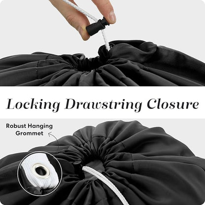 Handy Laundry Laundry Bag – Heavy Duty Nylon, Large Capacity, Locking Drawstring Closure, Machine Washable, Fits Laundry Basket, Travel, Dorm, Camp, Black, 22 x 32 Inches
