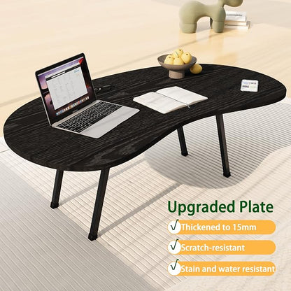 Foldable Coffee Table,Mid Century Modern Coffee Table Living Room Tables,Oval Center Table,Small Folding Coffee Tables Portable Table for Small Spaces,Living Room,Bedroom,Home,Easy Assembly,Black