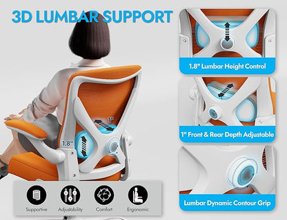 Ergonomic Office Chair - Home Office Desk Chairs Comfy, Computer Chair Ergonomic, Office Chairs with Lumbar Support, Executive Task Chair for Adults, Comfortable for Long Hours (Orange)