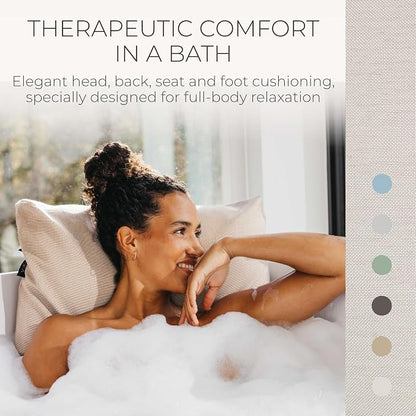 BADESOFA® Luxury Bath Pillows for Tub Full Body Set - 3-Piece Bath Pillow Set with Premium Materials & CleanDry+ - Bathtub Pillows for Head and Neck Support - Tub Pillow for Bathtub in Ivory Pearl