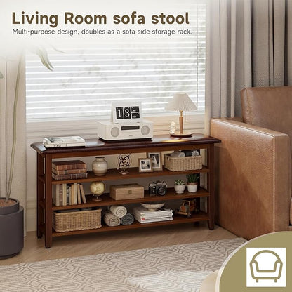 Shoe Bench with Leather Cushion,Wood Bench with Shoe Rack,3-Tier Shoe Storage Organizer for Entryway,Hallway,Living Room (Brown, 3-Tier-47.3")
