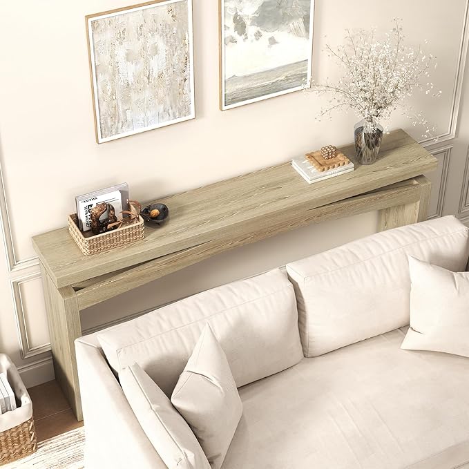 63-Inch Console Table Behind Sofa Rustic, Long Foyer Tables for Entryway Narrow, Modern Farmhouse Couch Table Wood for Hallway, Living Room, Home, Entrance, Light Tan Wood