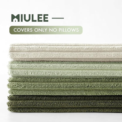 MIULEE Decorative Throw Pillow Covers Set of 4 Summer Light Green Gradient Natural Earthy Modern Classic Soft Corduroy Cushion Covers for Sofa Couch Bed Living Room Spring Home Decor 18x18 Inch