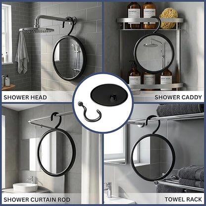MIRRORVANA Hangable Round Fogless Shower Shaving Mirror with 360° Swivel Rotatable Hook for Hanging and Bonus Anti-Fog Spray - Anti Fog and Shatterproof Surface, 6.7" Diameter (Black)