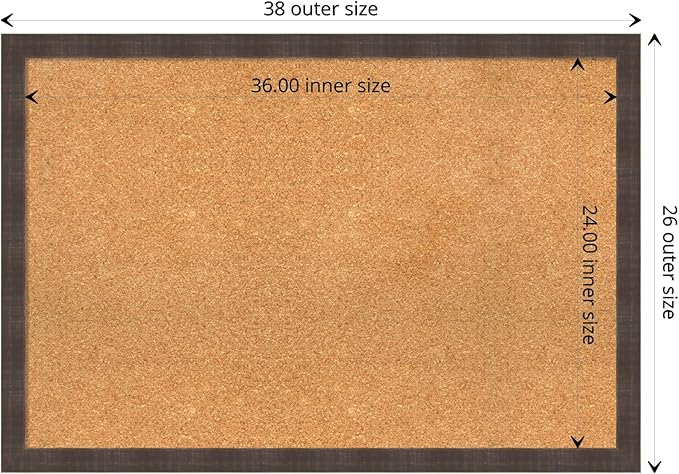 Amanti Art Natural Cork Board for Wall, 26x38 Vision Board with Brown Wood Frame, Large Corkboard Office Decor for Home Organization, Rustic Farmhouse Corkboard Pinboard to display items for home