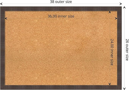 Amanti Art Natural Cork Board for Wall, 26x38 Vision Board with Brown Wood Frame, Large Corkboard Office Decor for Home Organization, Rustic Farmhouse Corkboard Pinboard to display items for home