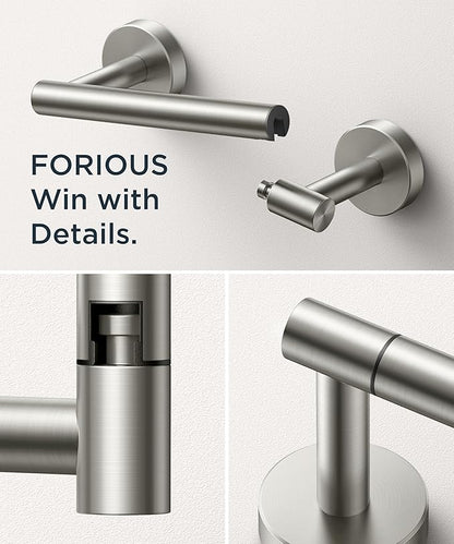 FORIOUS Toilet Paper Holder Wall Mount, Stainless Steel Rustproof Double Post Pivoting Tissue Roll Holder for Bathroom, Commercial Toilet Paper Dispenser (2 Pack, Stainless Steel)
