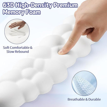 Sushret Cloud Wrist Rest Keyboard, Cloud Keyboard Wrist Pad Set with PU Leather Memory Foam, Cute Arm Rest for Palm Support, PC/Gaming Desk Accessories/Office Setup/Computer Hand Cushion - White