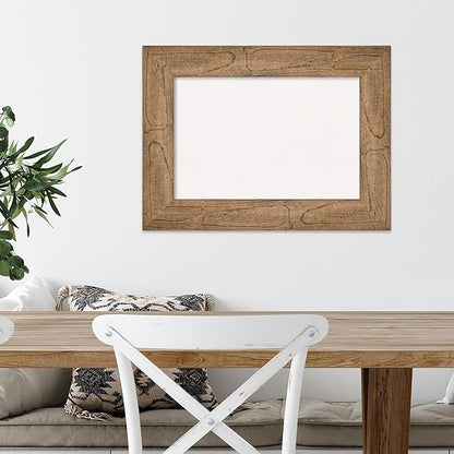 Amanti Art White Cork Board for Wall, 18x24 Vision Board with Brown Wood Frame, Small Corkboard Office Decor for Home Organization, Country Rustic Corkboard Pinboard to Display Items for Home
