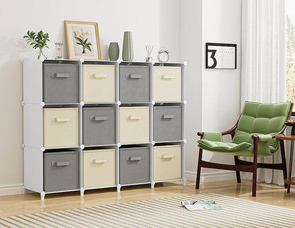 Closet Organizer, 12 Cube Closet Organizers and Storage, Portable Closet Shelves Clothing Storage, White