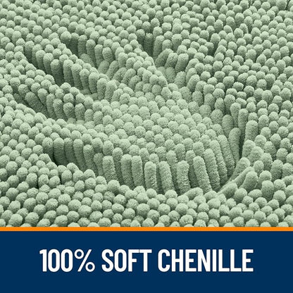 OLANLY Toilet Rugs U-Shaped 24x20, Extra Soft Absorbent Chenille Contour Bathroom Rugs for Toilet, Dry Quickly, Machine Washable, Non-Slip Bath Mat, Sage Green