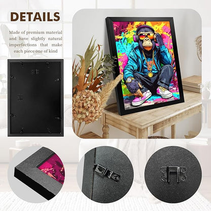 Cool Cute Animal Wall Decor,A Cool Chimpanzees Squatting In Front Of A Graffiti Wall For Bathroom Wall Decor For Bathroom Washroom Restroom Decor Rustic Humor Wall Poster (Black Framed) 12x18 Inch