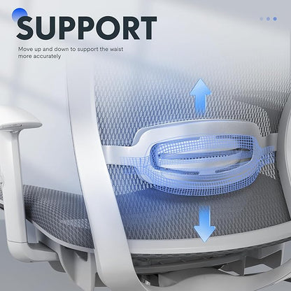 FLEXISPOT OC3 Air Ergonomic Office Chair High Back Computer Chair with Adjustable Lumbar Support/Armrest/, Breathable Mesh Seat Cushion Backrest, Chairs for Home Office Gaming Working, Light Gray
