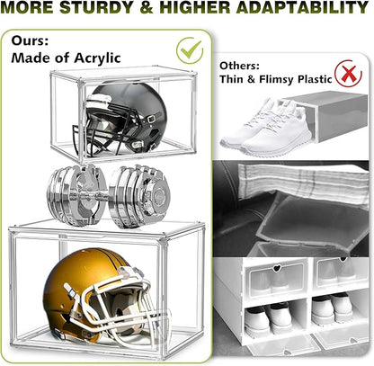 1 Pack Shoe Display Case Plastic Shoe Storage Box with Magnetic Acrylic Door Size 12.5, Transparent Sneaker Boxes Shoe Rack Substitute Closet Organizers Storage Bins, Easy Assembly