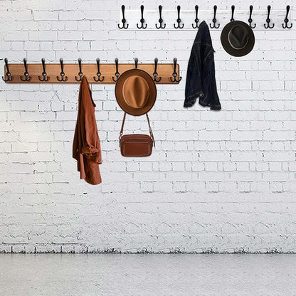 WEBI Coat Rack Wall Mount,Coat Hooks Wall Mounted,16" Hole to Hole,Coat Hanger Wall,Wood Hook Rack Rail,5 Triple Hooks for Hanging Coats,Jacket,Clothes,Farmhouse,Black/White