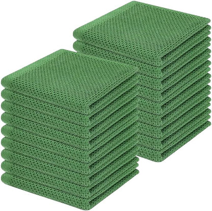 Homaxy 100% Cotton Waffle Weave Kitchen Dish Cloths, Ultra Soft Absorbent Quick Drying Dish Towels, 12 x 12 Inches, 18-Pack, Grass Green