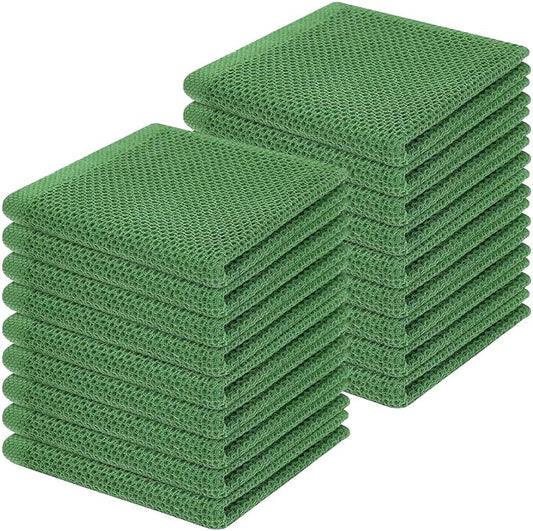 Homaxy 100% Cotton Waffle Weave Kitchen Dish Cloths, Ultra Soft Absorbent Quick Drying Dish Towels, 12 x 12 Inches, 18-Pack, Grass Green