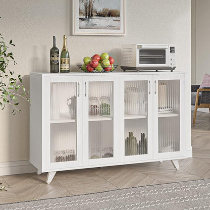 Panana Kitchen Buffet Server Table Accent Sideboard Cupboard Server Buffet Console Table with Doors Cabinet (49inch, White)