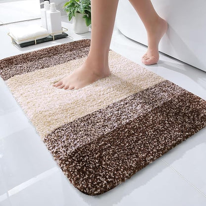 OLANLY Bathroom Rugs Mat 30x18, Extra Soft Absorbent Microfiber Bath Rugs, Rubber Backing, Quick Dry, Machine Washable Bath Mats for Bathroom Floor, Tub and Shower, Home Decor Accessories, Brown