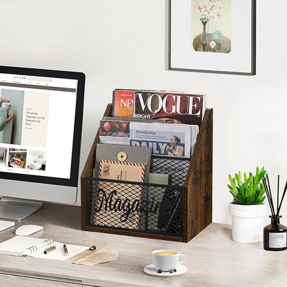 YINMIT Magazine Holder, Stepped 3 Tier Magazine Rack Floor, Magazine Storage Basket, Folder Organizer Bin for Magazines,Books,Newspapers,Tablets