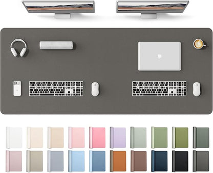 YSAGi Leather Desk Protector, Office Mat, Large Mouse Mat, Non-Slip PU Leather Blotter, Laptop Desk Mat, Waterproof Writing Pad for Office and Home(Dark Grey, 63" x 24")