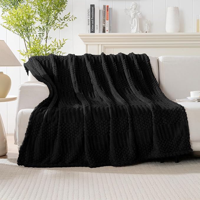 50x70 Inch Black Throw Blanket - Soft & Fluffy Fleece, Cute & Aesthetic, Perfect for Sofa, Couch, Chair, Bed, Living Room & Bedroom, All-Season Use, Plush & Cozy Decorative Blanket