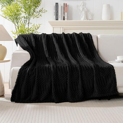 90x90 Inch Black Queen Large Blanket - Soft & Fluffy Fleece, Neutral Tan Color, Cute & Aesthetic, Perfect for Sofa, Couch, Bed, Living Room & Bedroom, All-Season Use, Plush & Cozy Decorative Blanket