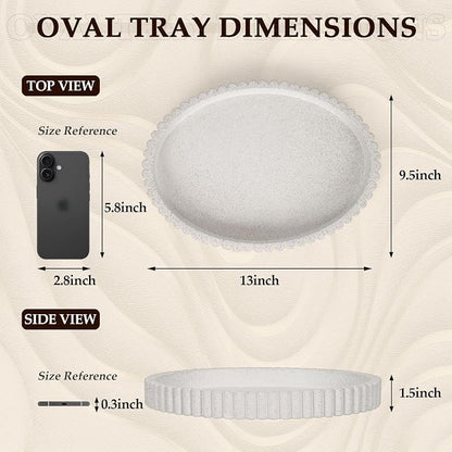 Oval Tray for Coffee Table Decor, 13" Concrete Coffee Table Trays, Table Centerpieces Decorative Tray for Home Decor, Modern Decorative Centerpiece Trays, Granite