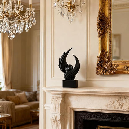AWNR Gold Abstract Sculpture House Decor Aesthetic - Home Décor Accents for Nightstand, Shelves, Dining Room, Entryway Table, Office, Desk Accessories (Black B)