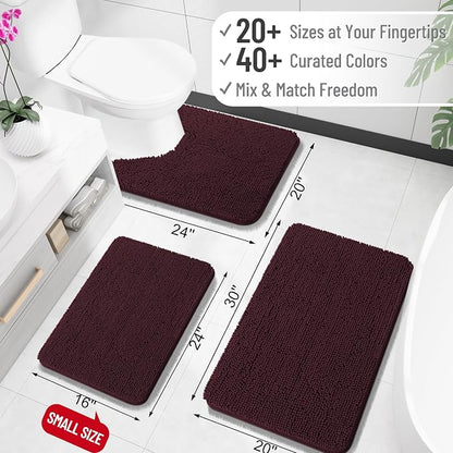 OLANLY Large Bathroom Rugs 40x24, Extra Soft Absorbent Chenille Bath Rugs, Rubber Backing Quick Dry, Machine Washable Bath Mats for Bathroom Floor, Tub and Shower, Home Decor Accessories, Black Cherry