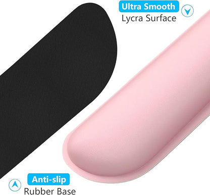 Dapesuom Enlarge Keyboard Wrist Rest, Memory Foam Wrist Cushion for Desk Mats Support, Cute Typing Pain Relief Keyboard Mouse Pad Rests Set with Non-Slip Base for Gaming Laptop Office Computer, Pink