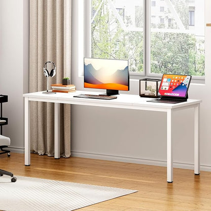 DlandHome 71 inches X-Large Computer Desk, Composite Wood Board, Decent and Steady Home Office Desk/Workstation/Table,White,23.6Wide