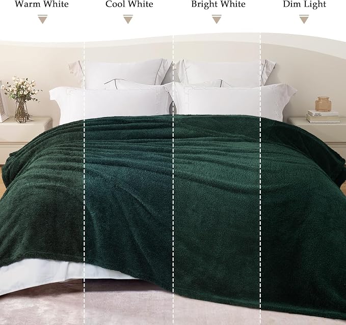 Exclusivo Mezcla Fleece Twin Size Bed Blanket, Ultra Soft, Lightweight and Fuzzy Forest Green Blanket for Women, Home Decor, 60x80 Inches