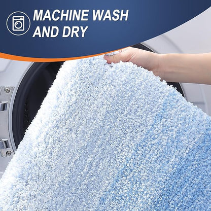 OLANLY Large Bathroom Rugs Mat 50x30, Extra Soft Absorbent Microfiber Bath Rugs, Rubber Backing, Quick Dry, Washable Bath Mats for Bathroom Floor, Tub and Shower, Home Decor Accessories, Light Blue