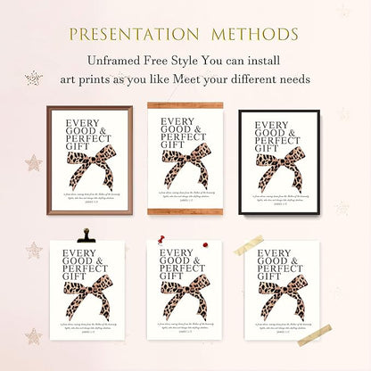 LARTSFRO Coquette Leopard Bow Wall Art Decor Posters, Y2K Cheetah Leopard Bow Room Bedroom Bathroom Dorm Wall Art Decor Aesthetic for College Teen Girls Gifts, Inspirational Bible Verses Bow Wall Decor, 12x16Inch Set of 4 Pcs Cheetah Bow Pictures (UNFR...
