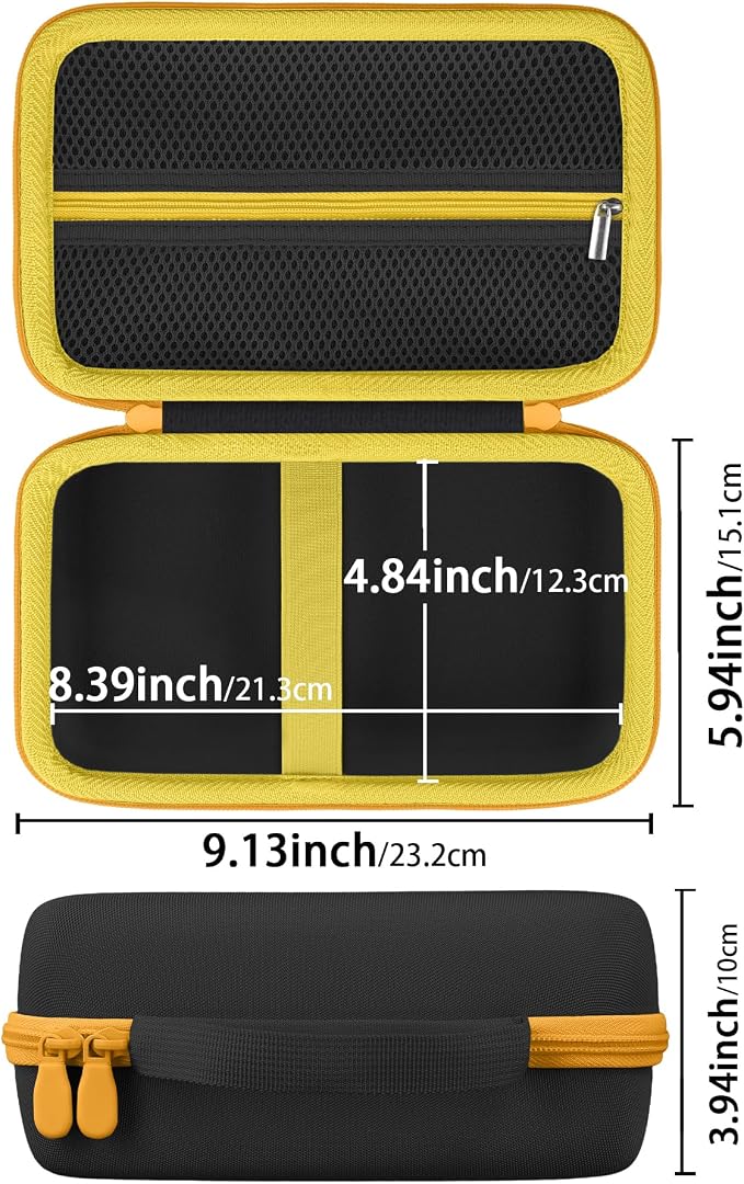 Label Printer Case Compatible with Brother P-Touch PTH110BP/PTH110/PTH111 Pro Label Maker(Black Case,Yellow Zipper)