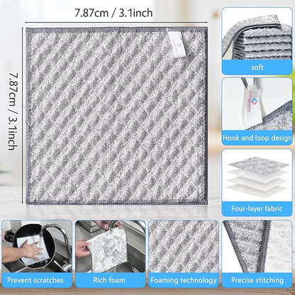 Wangjinpeng 8 Pcs New Upgrade 4-Layer Metal Dish Cloths, Non-Scratch Odor-Free Multipurpose Wire Dishwashing Rags for Wet Dry Use, Kitchen Cleaning Cloths for Dishes, Sinks & Stove Tops(7.87X7.87)