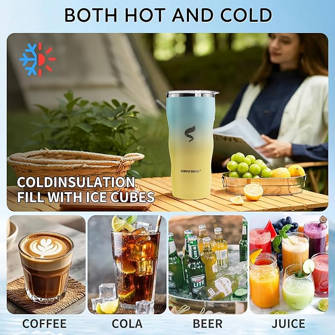 20Oz Insulated Tumbler With Straw And Lid,Spill Proof Tumbler for Iced Coffee And Hot Beverage, Double Wall Vacuum Travel Mug,Stainless Steel Straws for Tumbler,Yellow