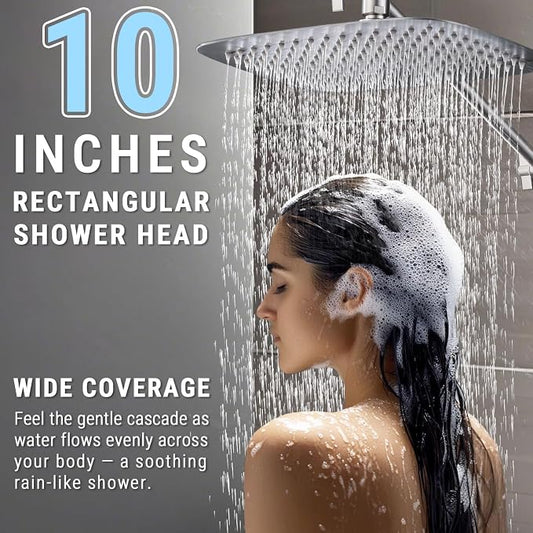 G-Promise All Metal 10 Inch Rain Shower Head with Massage Mode Handheld Spray Combo, 3-Way Diverter with Pause Setting, Full Body Coverage, Modern Bathroom Upgrade (Brushed Nickel)