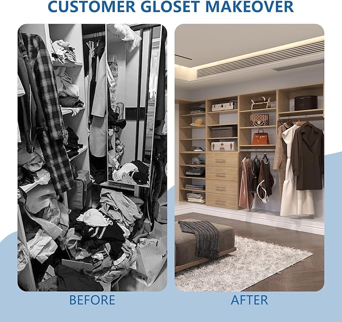 Short Tower Closet Unit, Modular Closet System, Wood Closet System Organizer with Storage for Walk In Closets, Clothing Rack Wardrobe for Hanging Clothes, Bedroom, Wood, 25.5"W